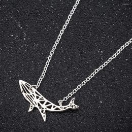 Pendant Necklaces Stainless Steel Origami Whale Necklace Trendy Animal For Women Ocean Jewellery Collar Geometric Gift