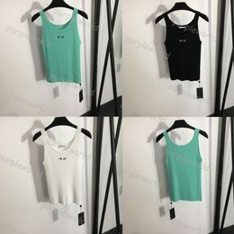 Womens Short Top T Shirt Vest Regular Short Top 3 Colour Cotton Knitwear Designer Embroidered Knitted Sports Breathable Yoga Vest top