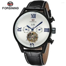 Wristwatches Forsining Men's Fashion Casual Tourbillon Week Month Automatic Mechanical Watch Simple Luxury Sports Clock Man