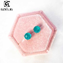 Stud Luxyimagic Paraiba Tourmaline Gemstones Stud Earrings for Women Solid 925 Sterling Silver Jewellery Gemstone for Girl Party J230717