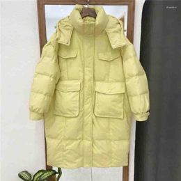 Women's Trench Coats Women Long Cotton-Padded Jacket 2023 Korean Version The Loose Solid Colour Winter Coat Lady Plus Size Outcoat Without