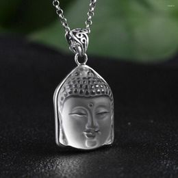 Chains Solid 925 Sterling Silver With Clear Quartz Buddha Pendant 1.50" Long