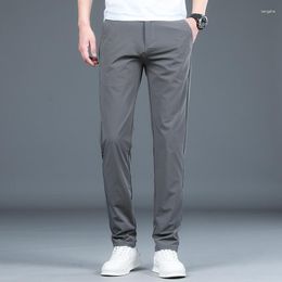 Men's Pants Summer Style Men Slim Fit Dark Grey Casual Classic Business Fashion Elastic Force Solid Colour Trousers Male
