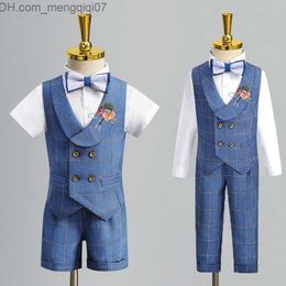 Clothing Sets Children's Formal Tank Top Set Boys Summer Autumn Wedding Baby's First Birthday Piano Performance Clothing Children's Tank Top Shorts Z230717