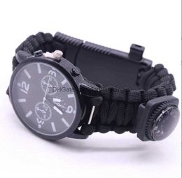 New Outdoor Survival bracelet Emergency Paracord Shackle Adjustable Buckle Handmade Paracord Link Climbing 7 Cord rope men Women sports watch Bracelets Camping