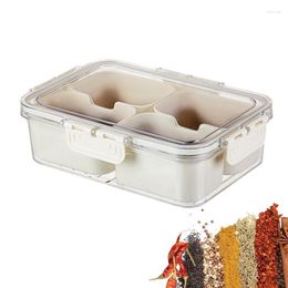 Storage Bottles Spice Rack Bin Portable Seasoning Box Clear Condiments Organizer With Compartments Pantry Tray Kitchen Tools Accessories