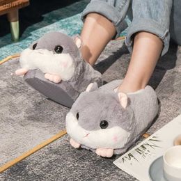 Cartoon Warm Winter Slippers Kawaii Hamster Unicorn Plush Shoes Soft Sole Flat Home Cotton Shoes Girl Women Floor Mute Non-slip L230704