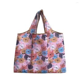 Storage Bags Folding Shopping Bag Fruit Animals Pattern Handbag Waterproof Ripstop Shoulder Sundries Grocery Tote Travel