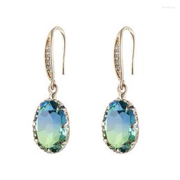 Dangle Earrings Women's Tourmaline Geometry Oval Gemstone Jewellery Charm
