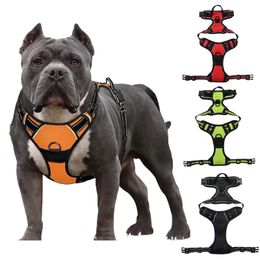 Dog Collars Leashes Reflective Harness Vest Pet Chest Strap Training Big Dogs Harnesses Leash with Handle No Pull Collar Small Medium Large 230617