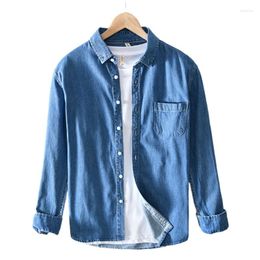 Men's Casual Shirts EIIGSSG Spring Denim Shirt 3 Colours Long Sleeve Cotton Slim Fit Cowboy Male Tops Brand Clothes