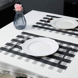Table Runner Mats Placemat Set Of 8 Non-Slip Washable Place Heat Resistant Kitchen Tablemats For Dining (Black And White)