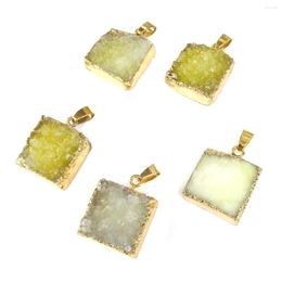 Charms Natural Crystal Square Shape Stone Quartz Pendants For Necklaces Making DIY Accessories Fit Size 21x31mm