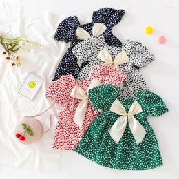 Girl Dresses Big Bow Princess Dress Kid Clothes Elegant Wedding Party Children Costume Pull Sleeve Casual Toddler Outfit Baby A1114