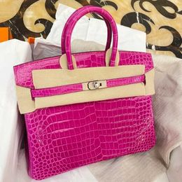 Bolsa de bolsa de bolsa artesanal de bolsa de bolsa de couro de luxo crocodilo puro crocodilo invertido de crocodilo high -end de altura personalizado cy feminino cy