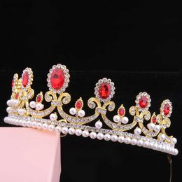 FORSEVEN Luxury Rhinestone Pearl Bride Crowns Tiaras Headband Queen Princess Diadem Wedding Bridal Headdress Hair Ornaments L230704