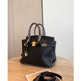 Handmade Handbag Leather Handbag Top Bag Luxurys Classic High-quality Women's Upgrade First Layer Cowhide Classic Black Large Capacity Cy