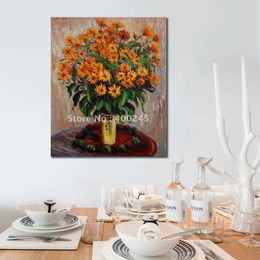 Vase of Chrysanthemum Claude Monet Painting Handmade Oil Reproduction Landscape Canvas Art High Quality