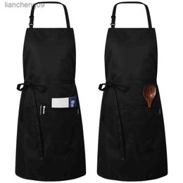 2pcs Adjustable Kitchen Apron Waterproof Oil-Proof Cooking Professional Chef for Women Men (Black/white) L230620