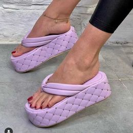 Slippers Hot Sale Ladies High Heel Sandals Thick Summer Wedge Sandals Slippers Ladies Thick Sole Casual All-match Slippers Large Size L230717