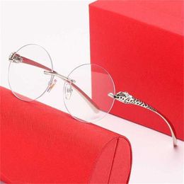 48% OFF new rimless wafer men's and women's leopard head paint legs Personalised fashion glassesKajia New