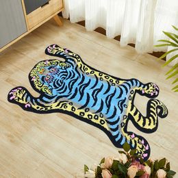 Carpets Home Decor Tibetan Tiger Rug Handmade Tufted Tiger Shape Carpet Floor Mat Non-slip Absorbent Bathroom Mat Living Room Area Rugs R230717