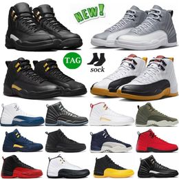 High quality 12 series Mens vintage Basketball running Shoes High top Anti skid shock absorption Royalty playoffs 12s fiba white Fashion trend Sneakers