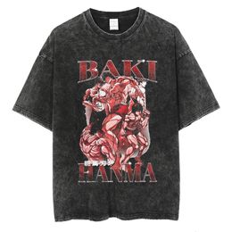 Women's TShirt Anime Baki Haman Tshirts Harajuku Vintage 100% Cotton Washed T Shirt For Men Hip Hop Streetwear Oversize Tshirt 230715
