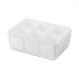 Storage Bottles Refrigerator Bin Transparent Lid Design Box Fridge Organiser 6 Grid Kitchen Tool