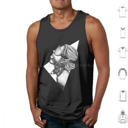 Men's Tank Tops Black Love Vest Sleeveless Fashion Latex Female Woman Girl Sexy Beauty Young Beautiful Adult Person Fetish