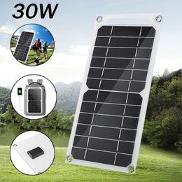 Batteries 30W Solar Panel USB Waterproof Outdoor Hike Camping Portable Cells Battery Charger Plate for Mobile Phone Power Bank 230715