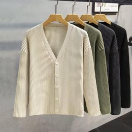 Men's Sweaters 2023 Men Knitted Button Down Sweater Long Sleeve Casual Streetwear Cardigan V Neck Solid Color Coat Vintage Luxury Clothing