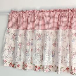 Curtain Korean Style Rod Pocket Lace Decorative Flower Black Short Kitchen Bedroom Partition