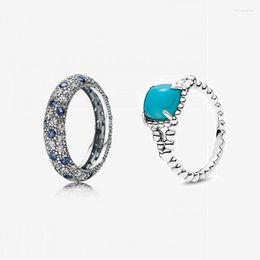 Cluster Rings 2023 Sterling Silver Fashion Universe Star Midnight Blue Vitality Spirit Ring Exquisite Jewelry Is The Gift For Couple