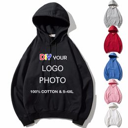 Men's Hoodies Sweatshirts MenWomen Custom hoodies DIY Po Text Print hooded Hoodie Embroidery Customised sweatshirt cotton high quality streetwear 230715