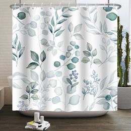 Shower Curtains Spring Shower Curtain Green Leaf Floral Curtains For Bathroom Vines Butterfly Baththb Waterproof Polyester Bathroom Curtain