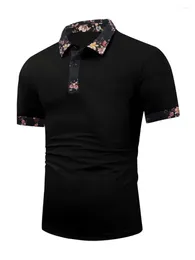 Herren Polos 2023 Sommer Revers Druck Poloshirt England Stil Kurzarm Atmungsaktive Business T-Shirt