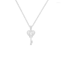 Pendant Necklaces Lucky Love Heart Key Nimble Zircon Mother's Day Chain Necklace Woman Girl Wedding Blessing Gift Jewellery