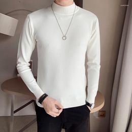 Men's Sweaters Autumn And Winter Sweater Slim Half Turtleneck Knitting Pullovers Long-sleeved Solid Colour Bottoming Shirt Simple Trend