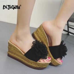 Slippers Summer Floral Platform Waterproof Women Sandals Wedge Sandals Slippers Shoes Drop Shipping L230717