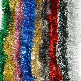 Decorative Flowers 5M Foil Tinsel Ribbon Garland For Christmas Decoration Xmas Tree Wrapping Ornaments Year Decor Supplies