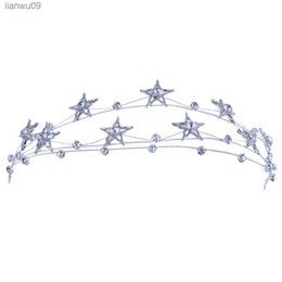 Female Hairbands Headdress Hypoallergenic Alloy Elegant Pentagram Hairband for Bridesmaid Wedding Dating Shopping SDI99 L230704