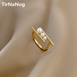 2022 New South Korea Retro Baroque Imitation Pearl Ring Fashion Simple Elegant Luxury Index Finger Ring Can Be adjusted