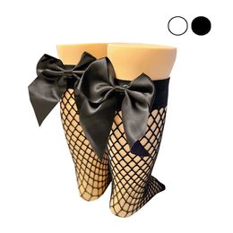 Baby fishnet socks with bow fashion kids girls butterfly mid-tube Breathable stockings Spanish style hollowed-out mesh children sock B433