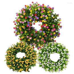 Decorative Flowers 15.75 Inches Artificial Wreath Front Door Spring Wall Window Garland DIY Crafts Indoor Outdoor Home Supplies Decorations