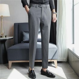 Men's Suits Summer Casual Pants Stretch Slim Classic Blue Black Grey Brand Thin Business Solid Colour Formal Office Trousers Plus Size