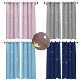 Curtain Blackout Curtains For Bedroom Overlay Hollow-Out Cut Out Stars Living Room Kids Tieback Free