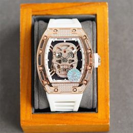 Richarmilles Automatic Mechanical Watches Skull Watch Male Multifunctional Hollow Mechanical Watch Female Rm011 HBLH