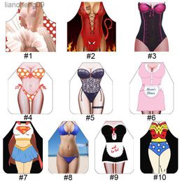 10 Colours Funny 3D Cartoon Kitchen Apron Digital Printed Sexy Women Aprons Bibs BBQ Barbecue Cooking Pinafore Avental Uniform L230620