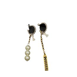 Designer Pearly Earrings Chic Charm Gold Earrings Women Simple Long Trendy Eardrops Party Headdress Jewellery With Box Package